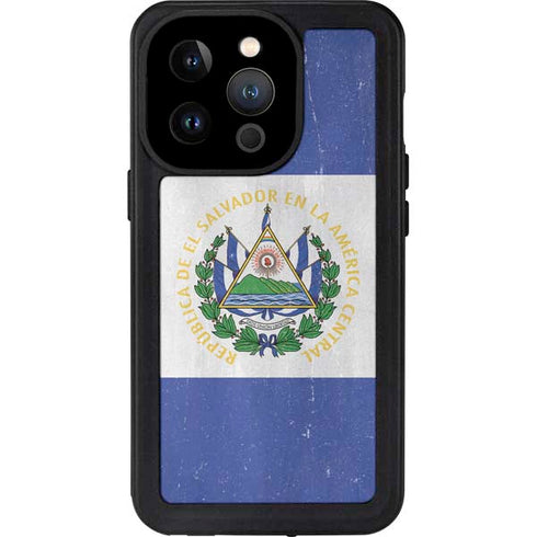 El Salvador Flag Distressed iPhone 14 Pro Waterproof Case